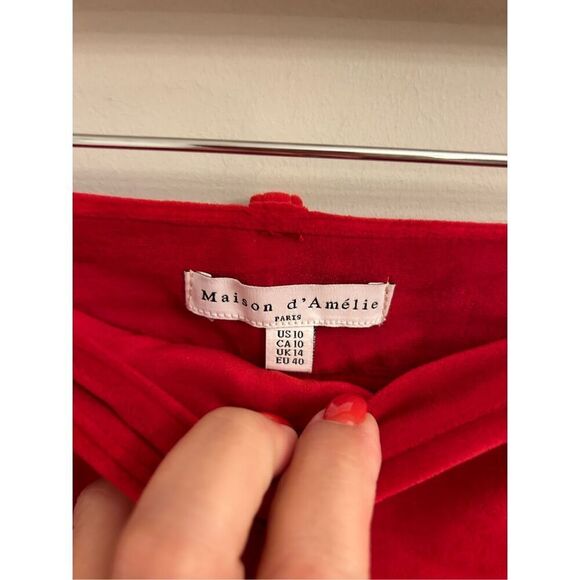 Maison d'Amelie Red velour bootcut high-rise dress pants 10 Holiday & Valentine' - Picture 3 of 10